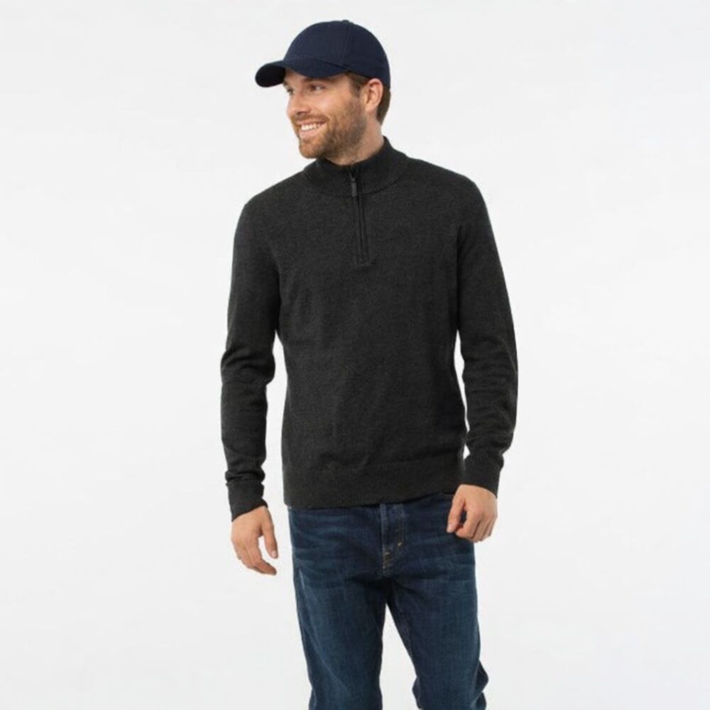 Smartwool Sparwood Half Zip Sweater in Charcoal Heather XL